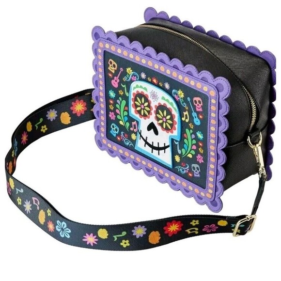 Loungefly Handbags - Loungefly Disney Pixar COCO Miquel SKULL Floral Crossbody Bag Purse EMBROIDERED